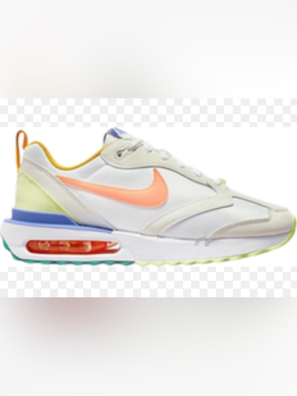 Nike Women’s White Sneakers with Peach Swoosh and Multi Accent Size 10